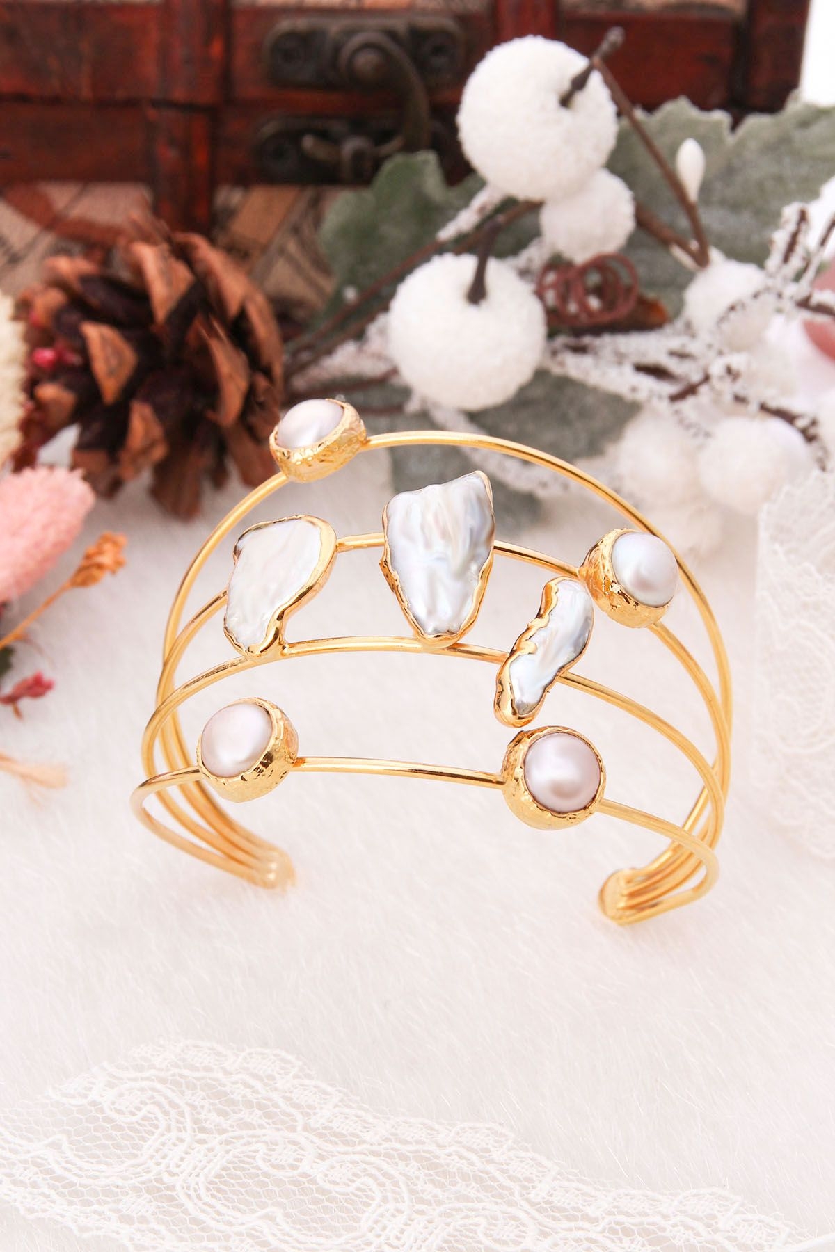14K Gold-Plated Bronze & Pearl