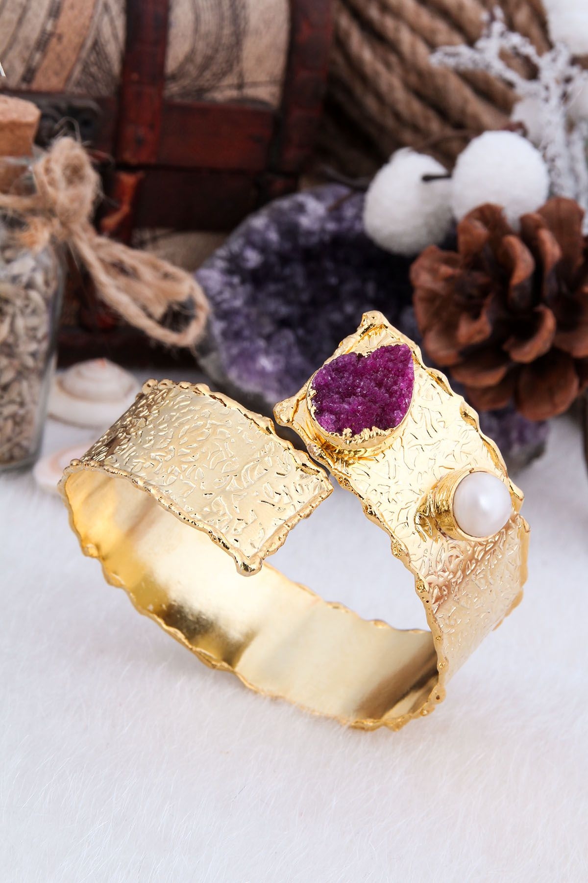 Pearl & Druzy Quartz Bracelet