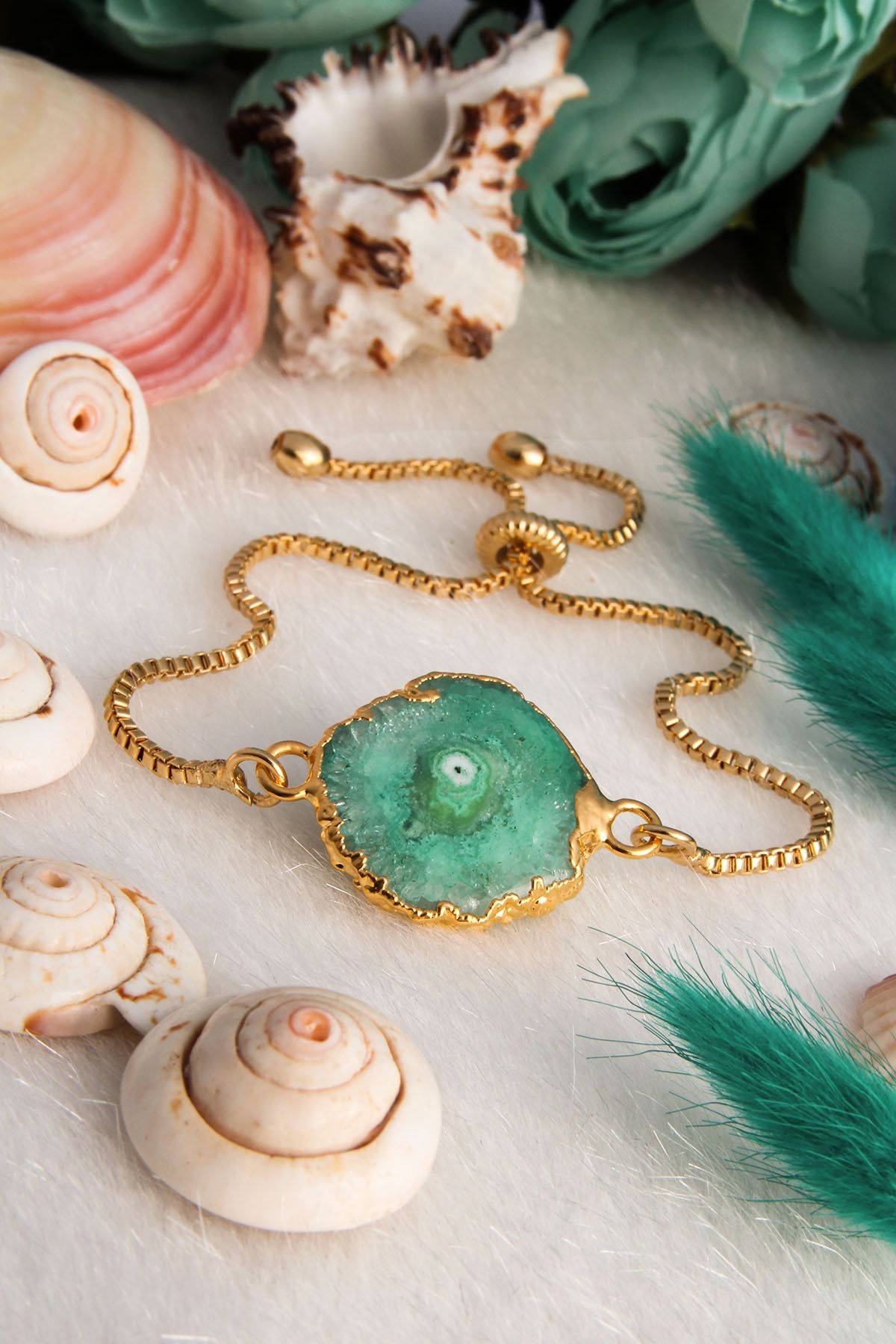 14K Gold Plated & Brass Material & Agate 