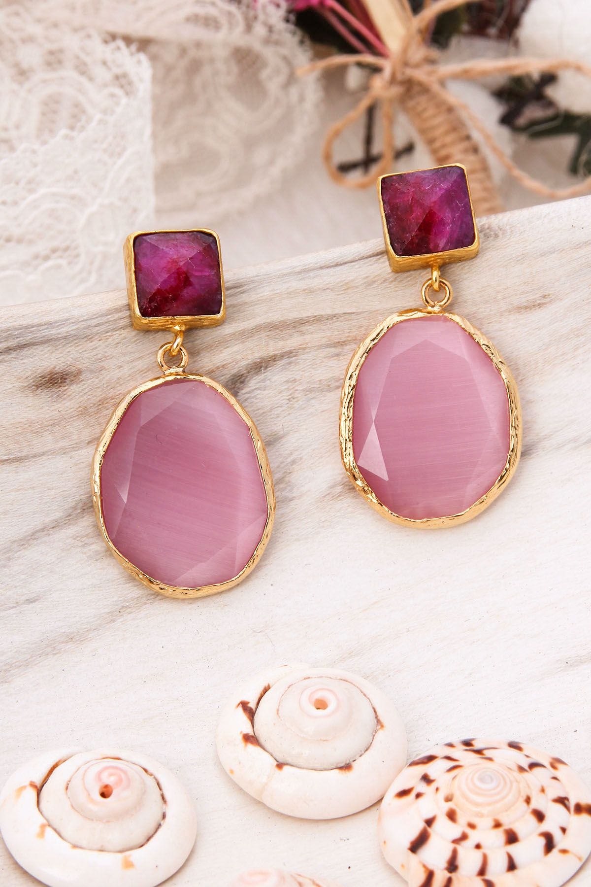 14K Gold-Plated Bronze & Agate & Zircon