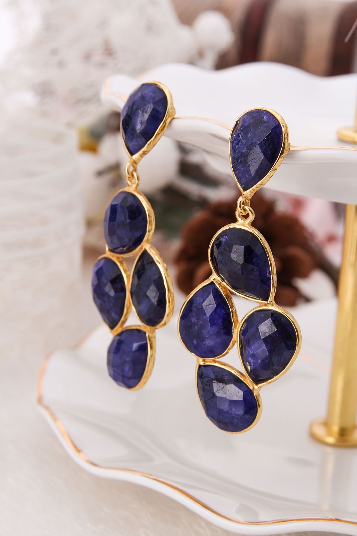 14K Gold-Plated Bronze & Sapphire