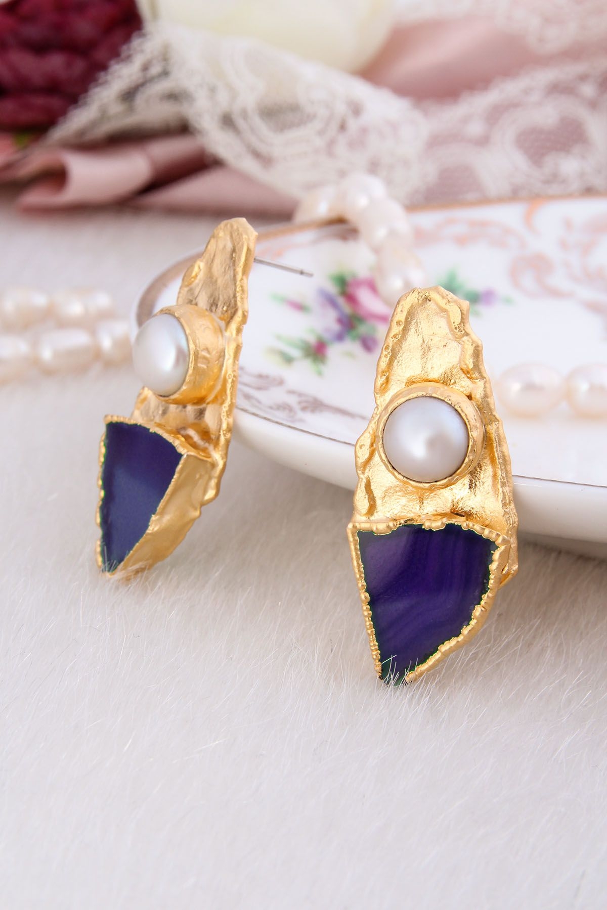 Pearl & Agate Earring
