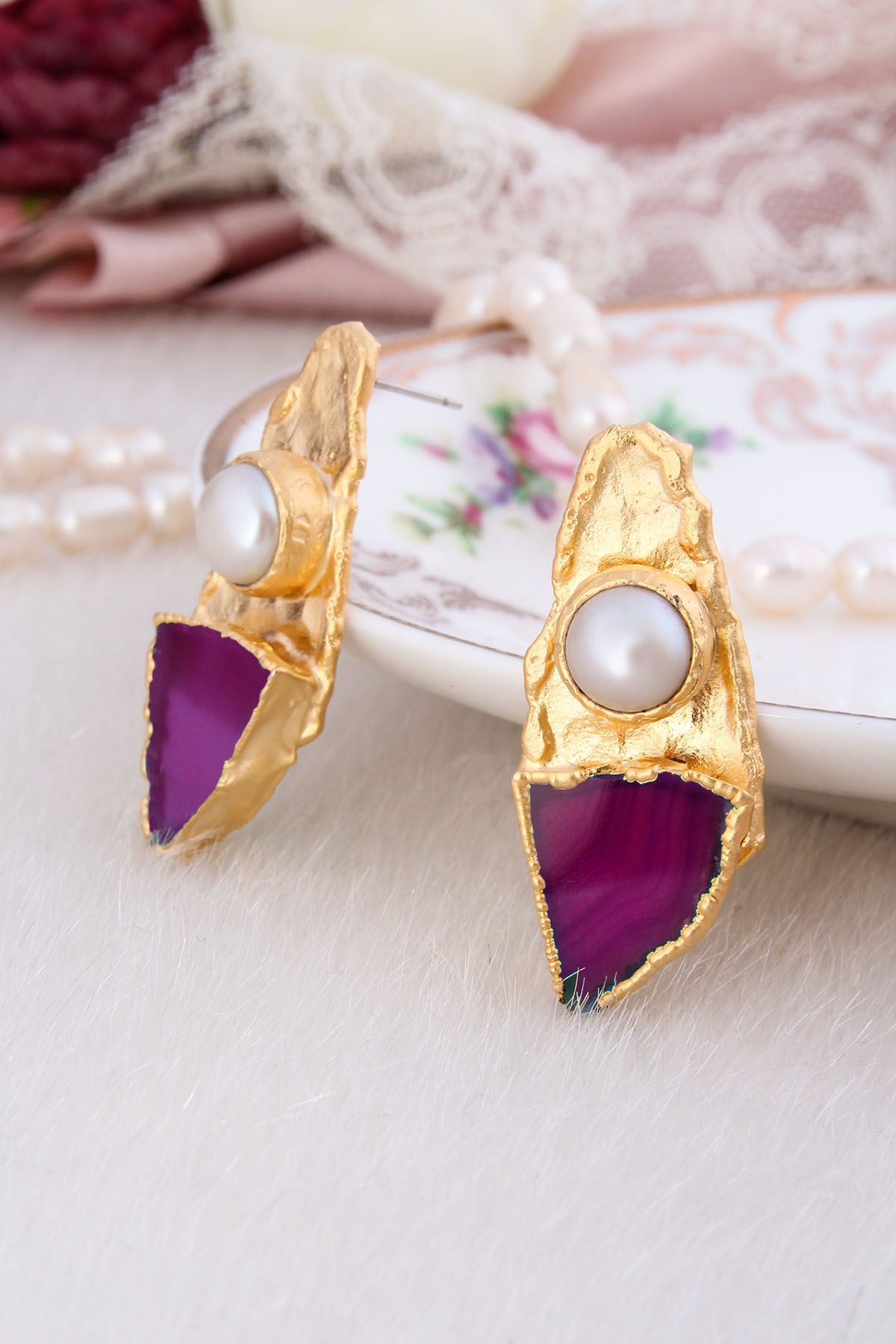 Pearl & Agate Earring