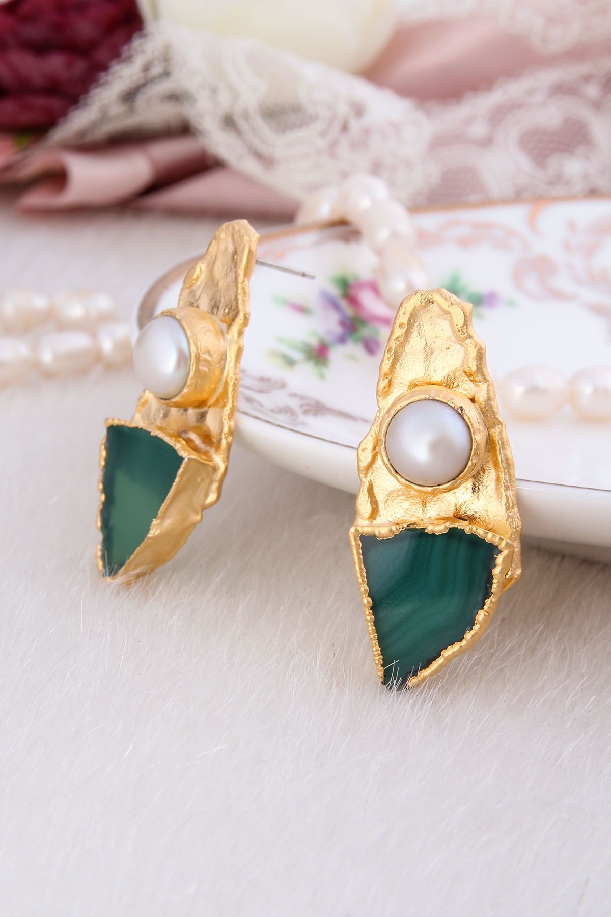 Pearl & Agate Earring