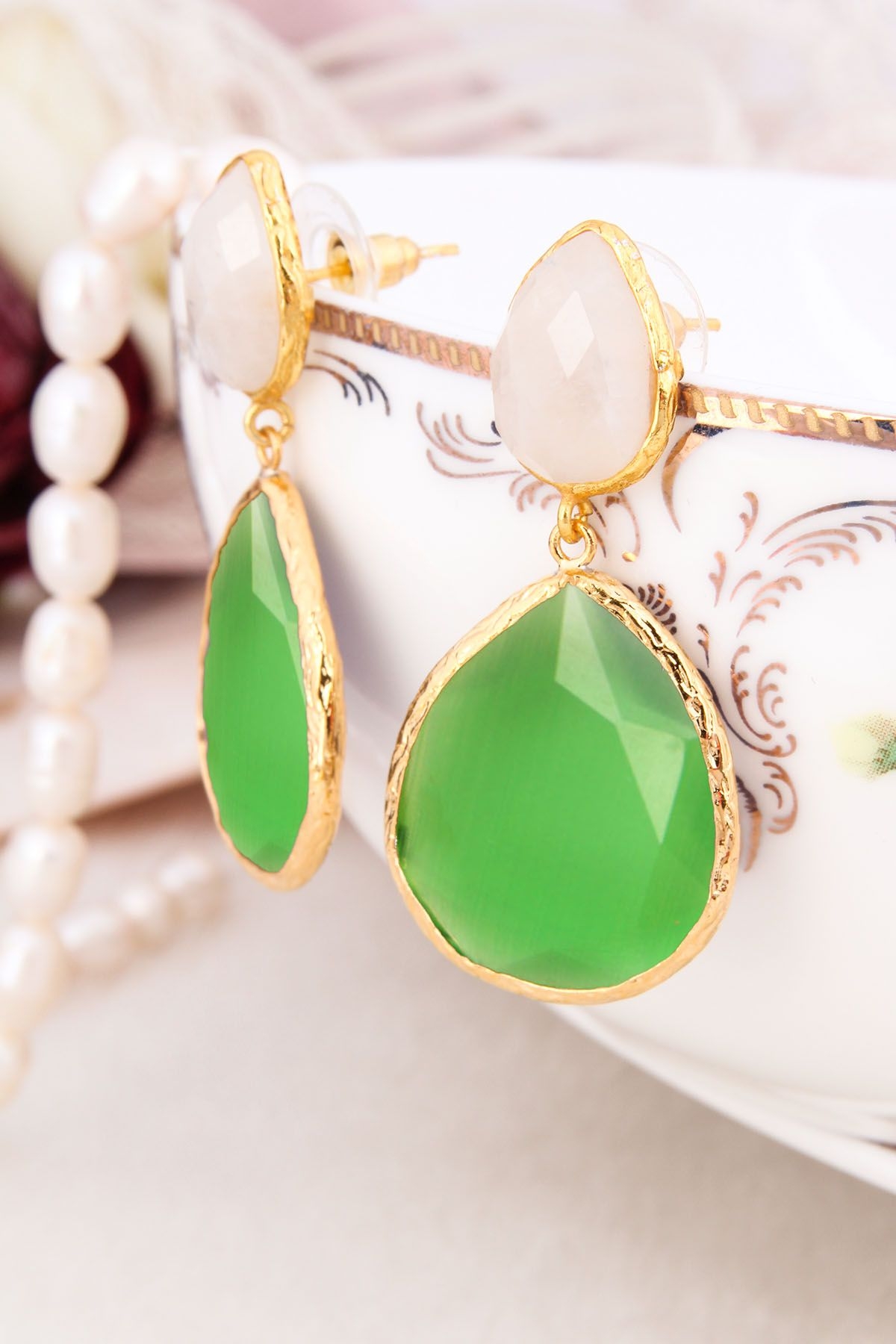 Moonstone & Zircon Earring