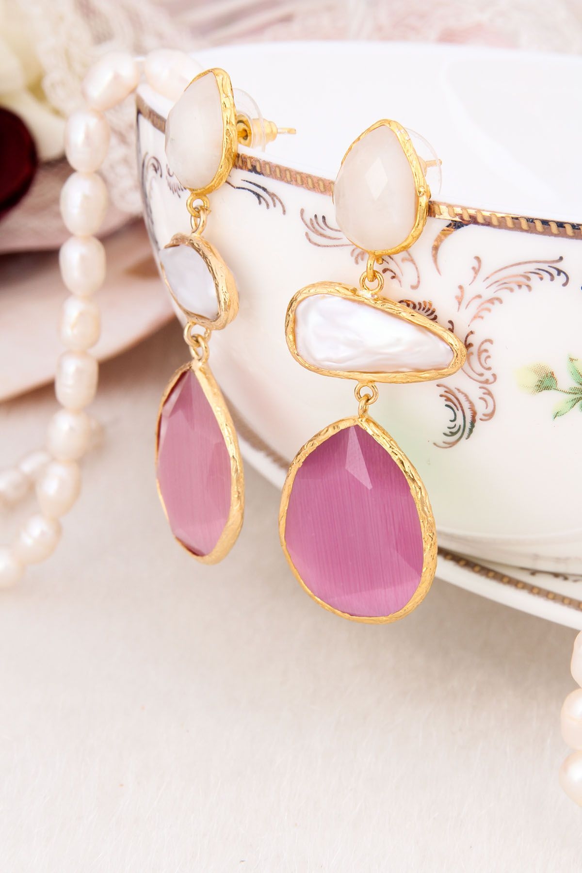 Moonstone & Zircon Earring