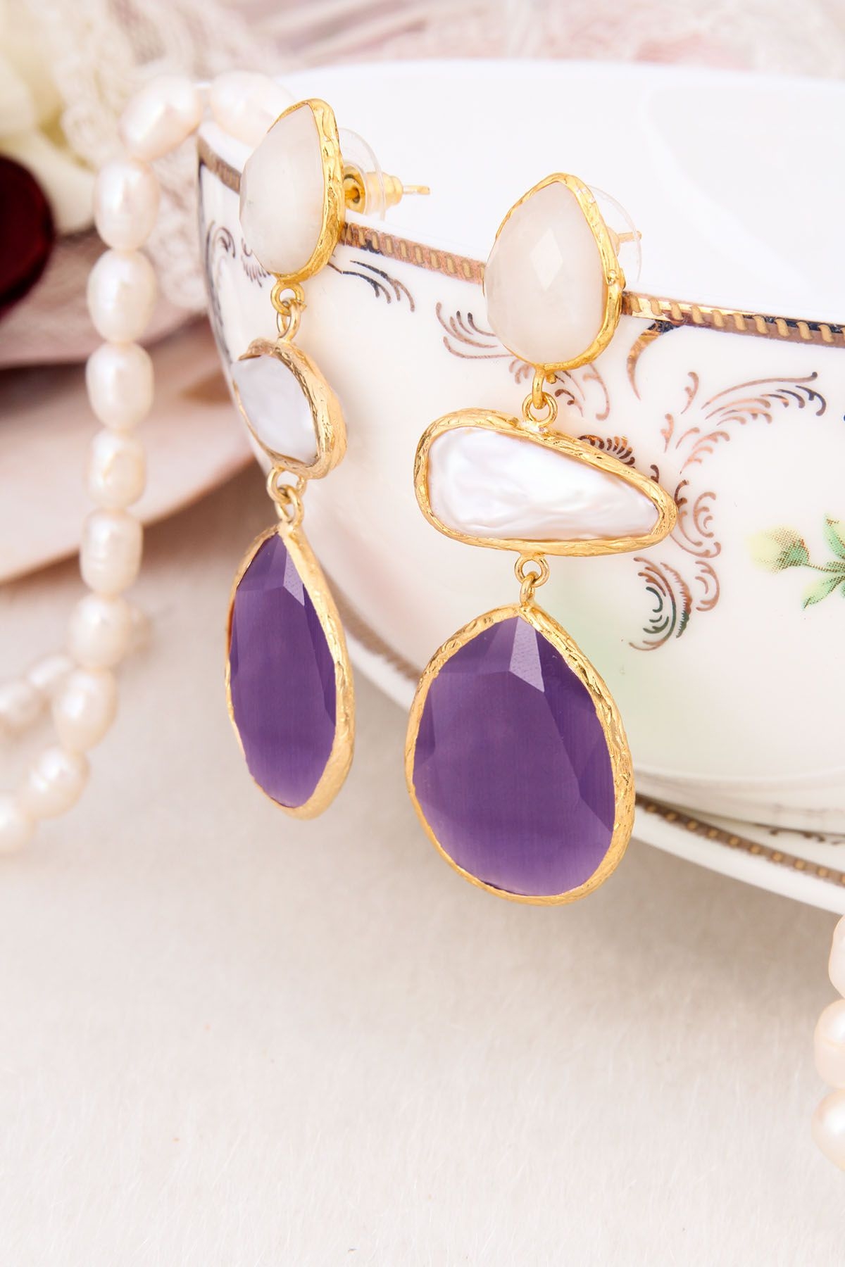 Moonstone & Zircon Earring