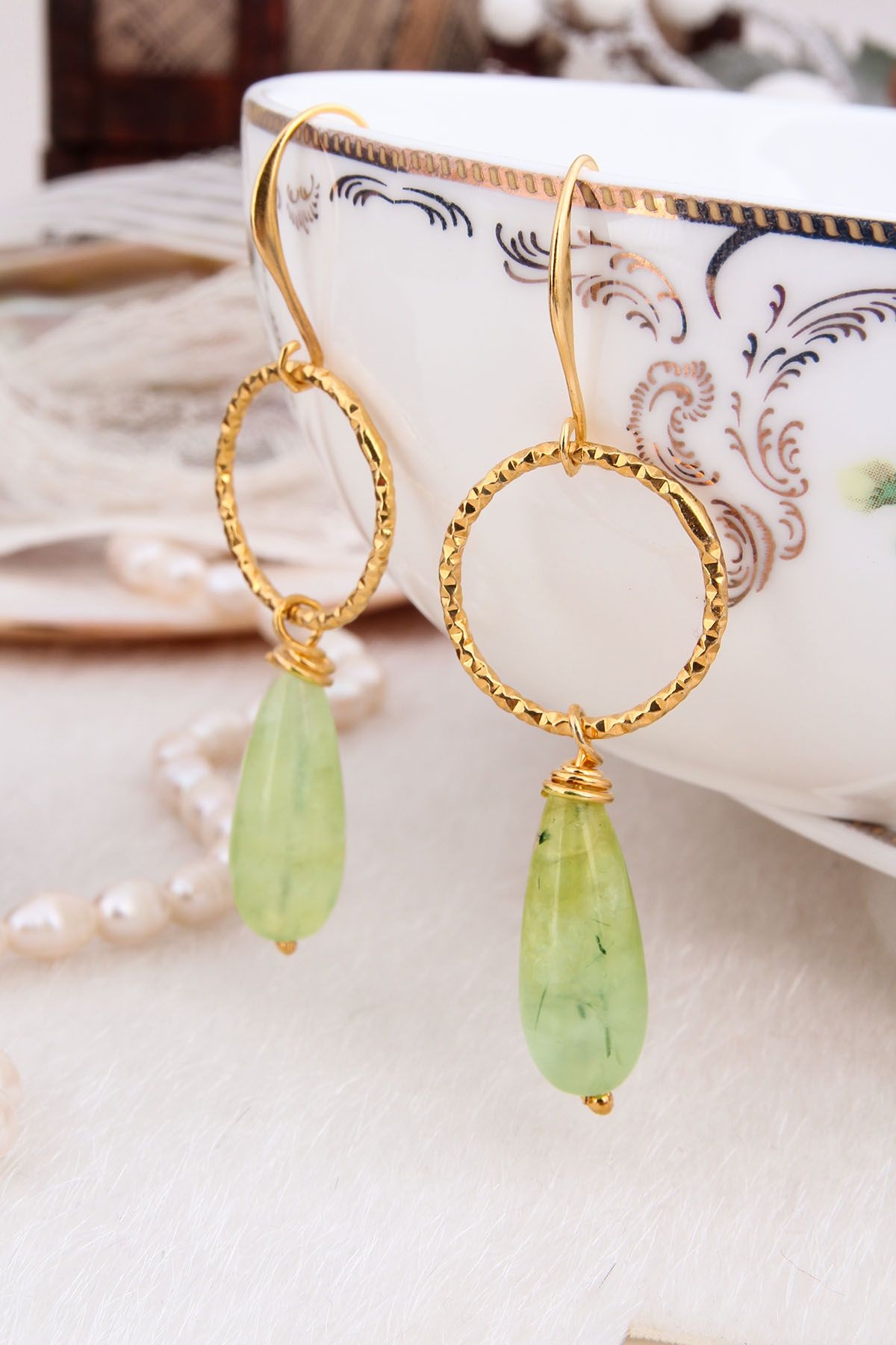 Prehnite Earring