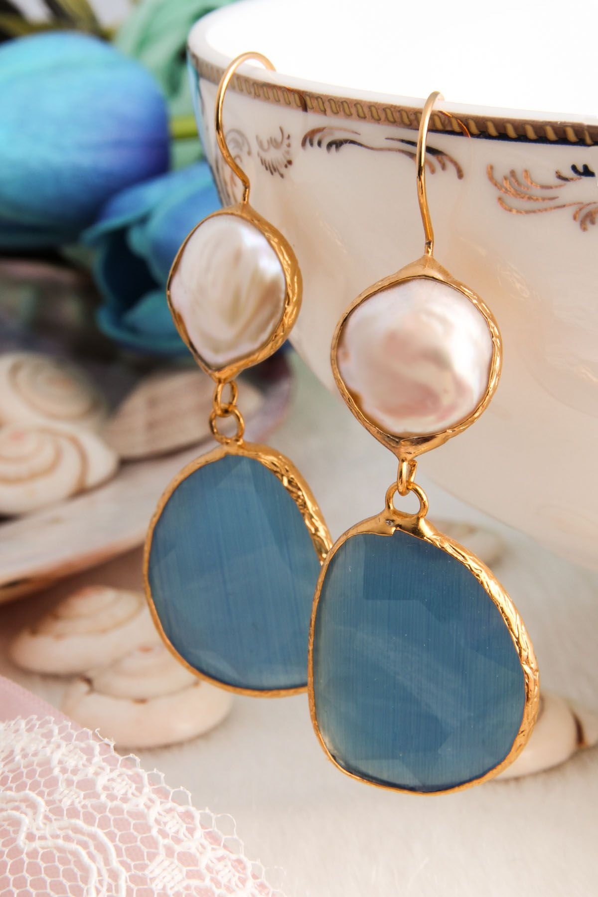 14K Gold-Plated Bronze &Zircon & Pearl