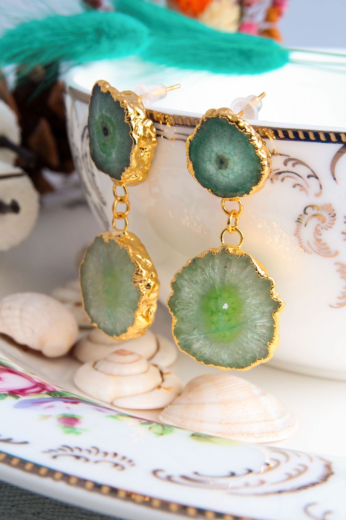 14K Gold-Plated Bronze & Agate