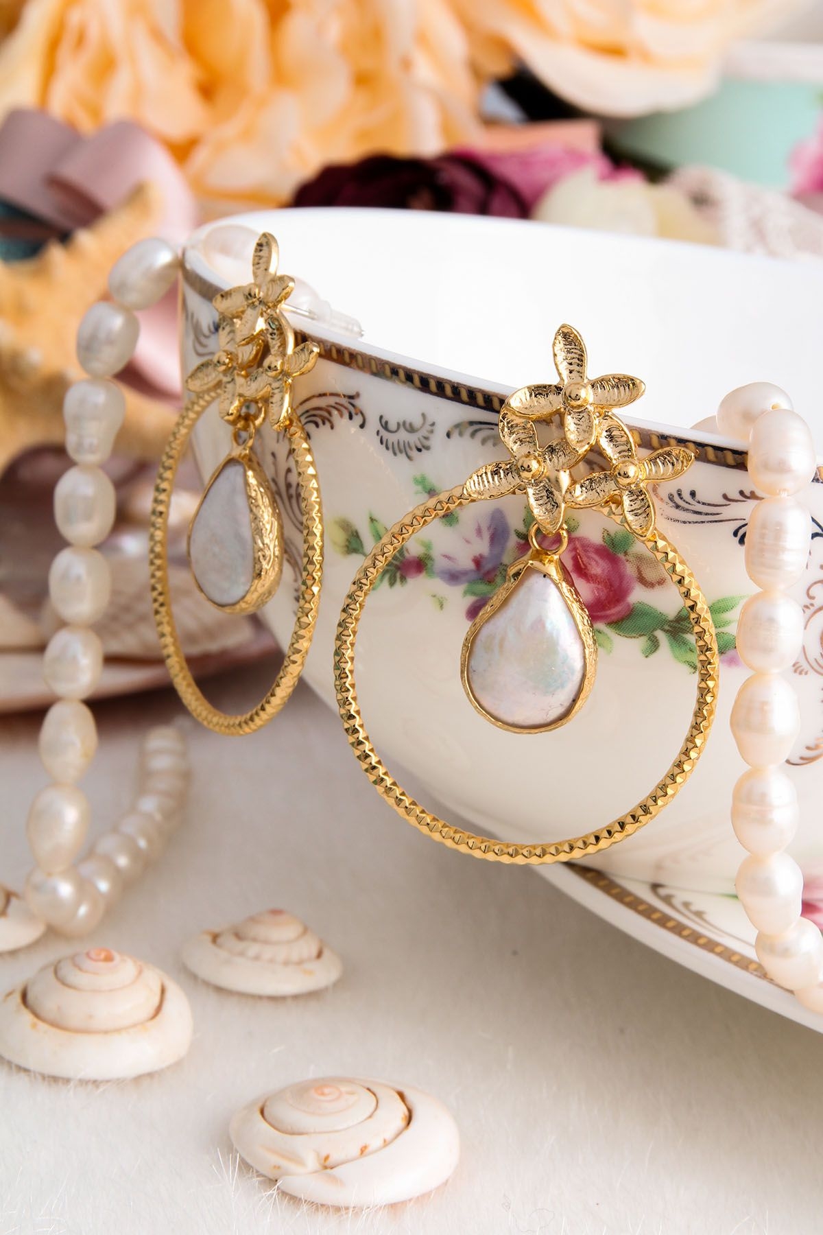 14K Gold-Plated Bronze & Pearl  