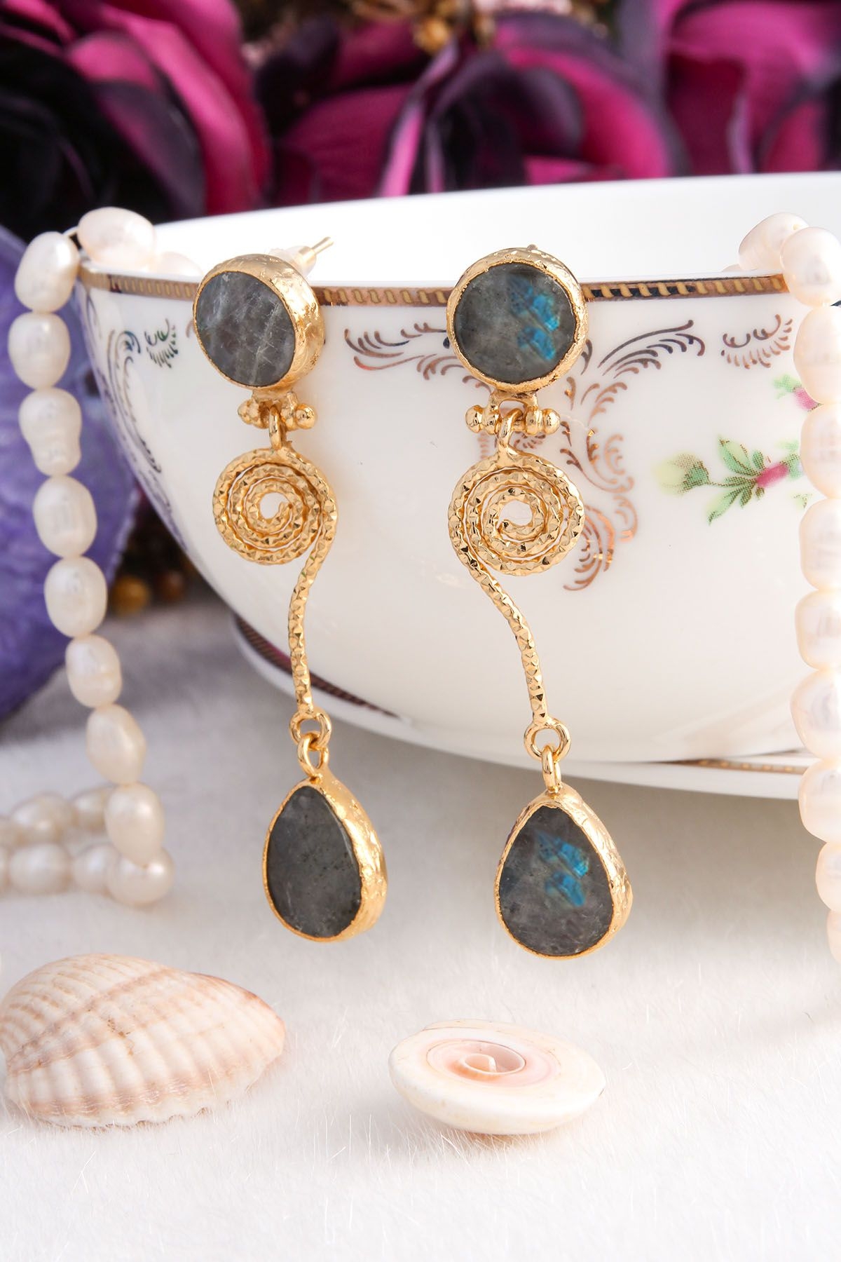 14K Gold Plated & Brass Material & Labradorite 