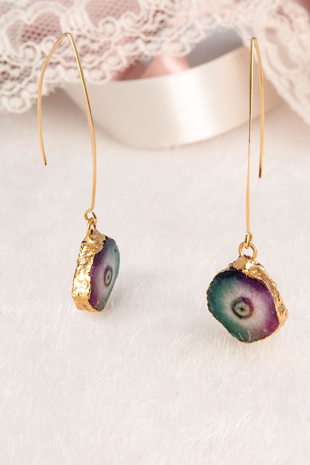 14K Gold-Plated Bronze & Tourmaline Natural Stone