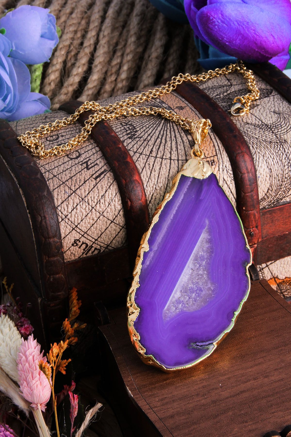 14k gold-plated bronze & Varasit Natural Stone