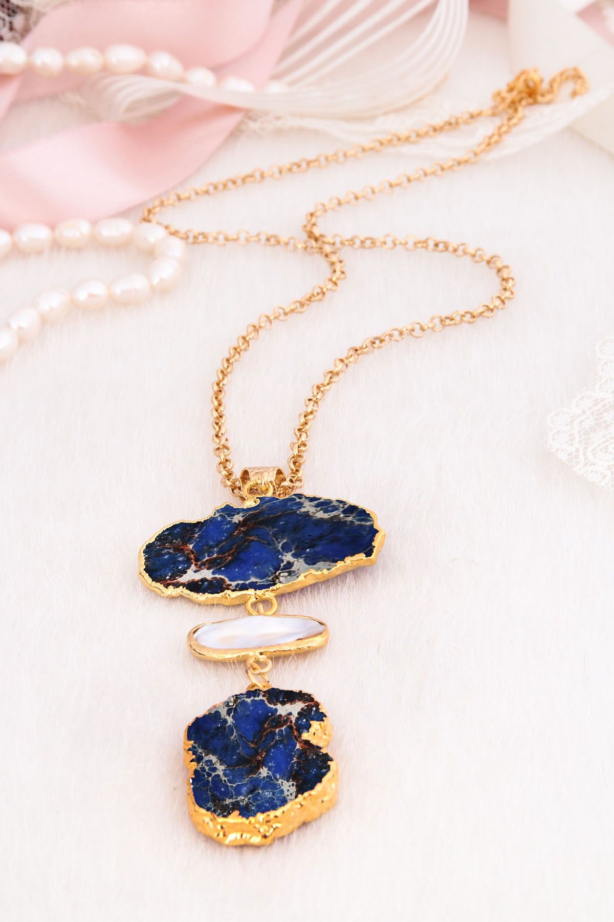 Pearl & Varasite Necklace