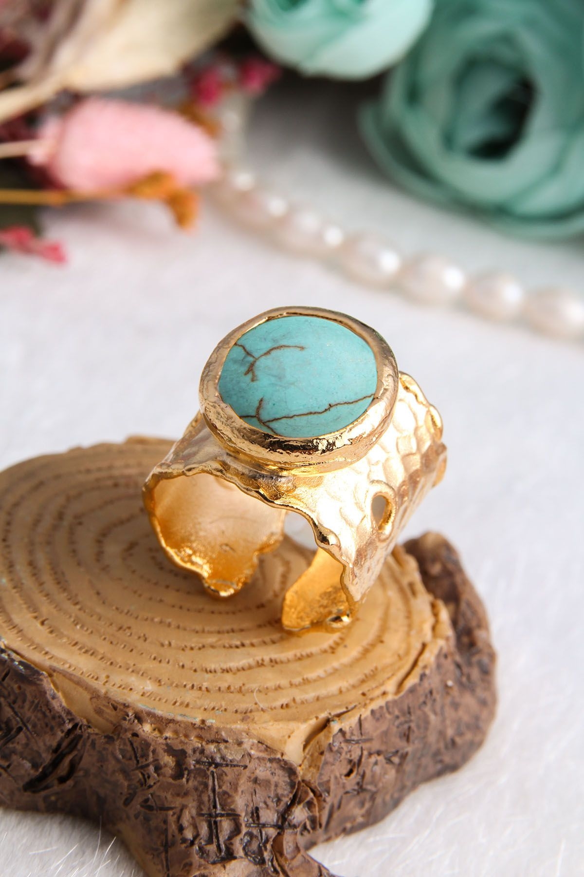 14K Gold-Plated Bronze & Turquoise