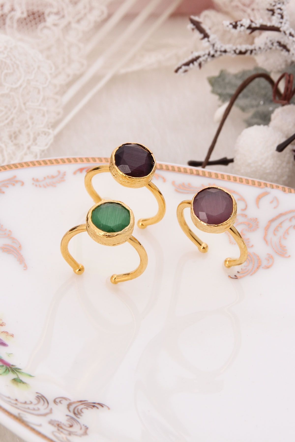 14K Gold-Plated Bronze & Zircon