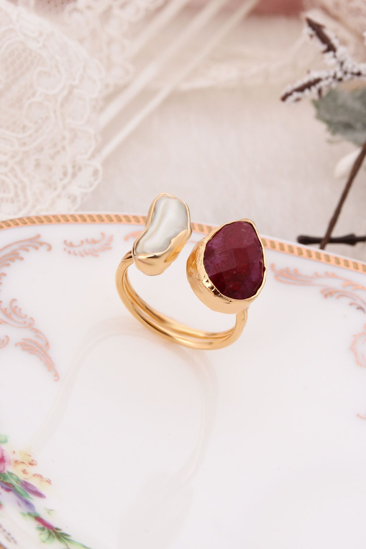 14K Gold-Plated Bronze & Pearl & Agate