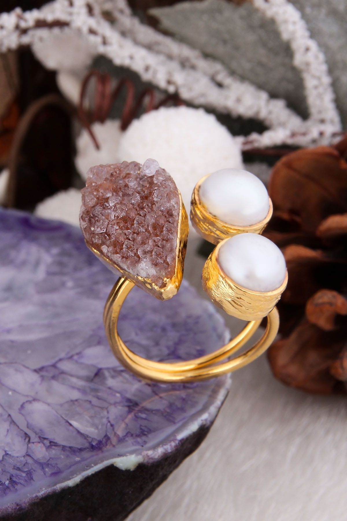 Amethyst & Pearl Ring