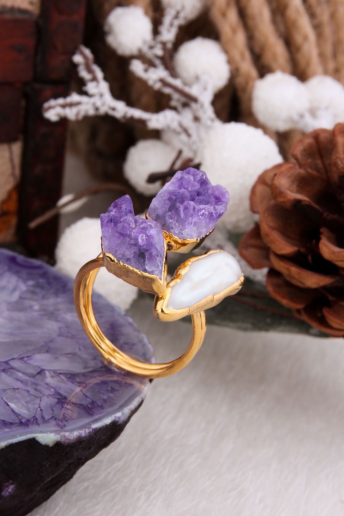 Amethyst & Pearl Ring