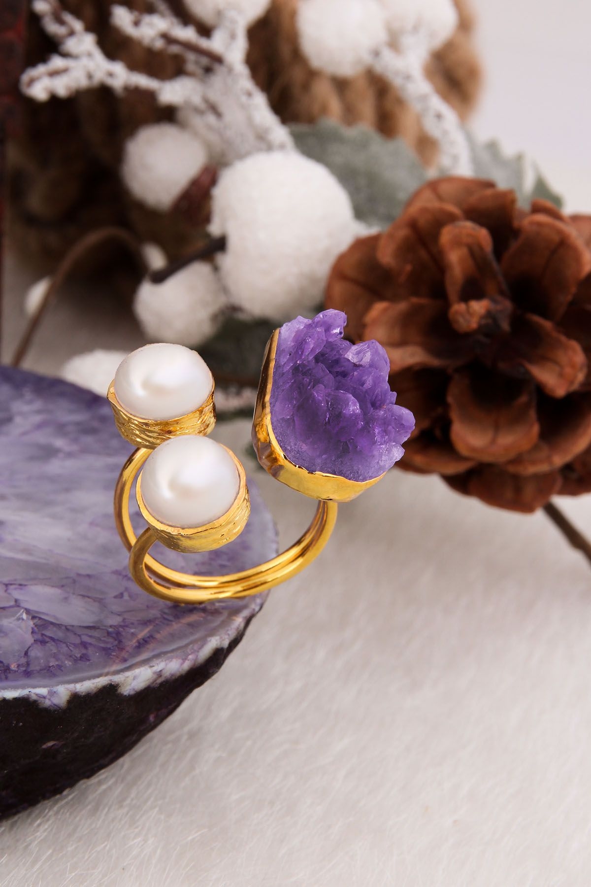 Amethyst & Pearl Ring