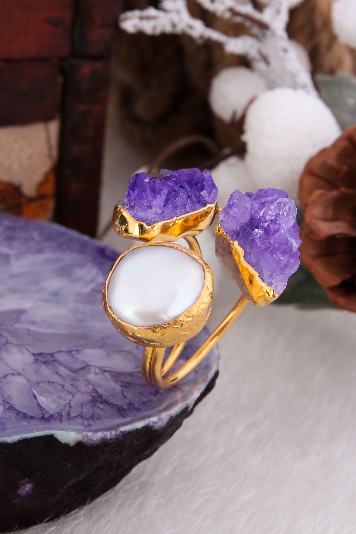 Amethyst & Pearl Ring