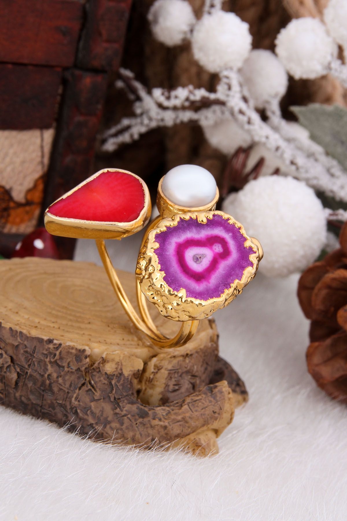 Coral & Pearl Ring