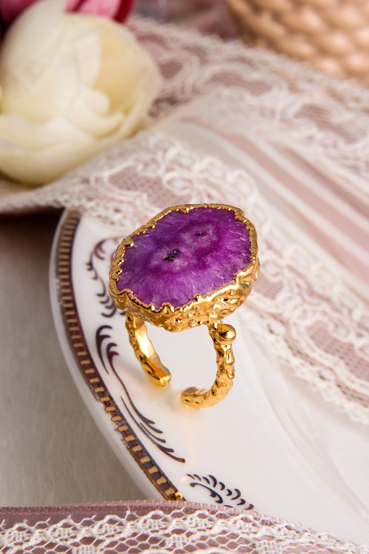 14K Gold Plated & Brass Material & Agate 