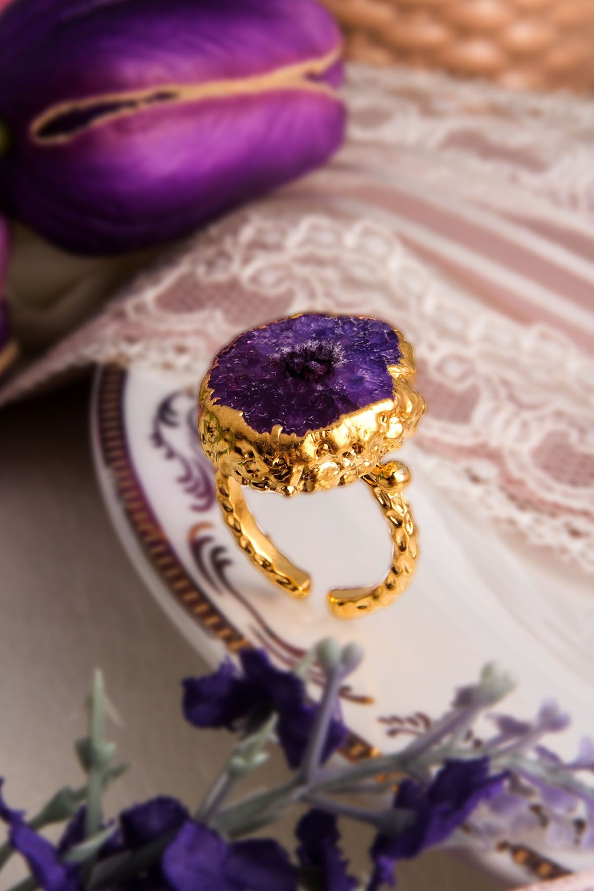 14K Gold Plated & Brass Material & Agate 
