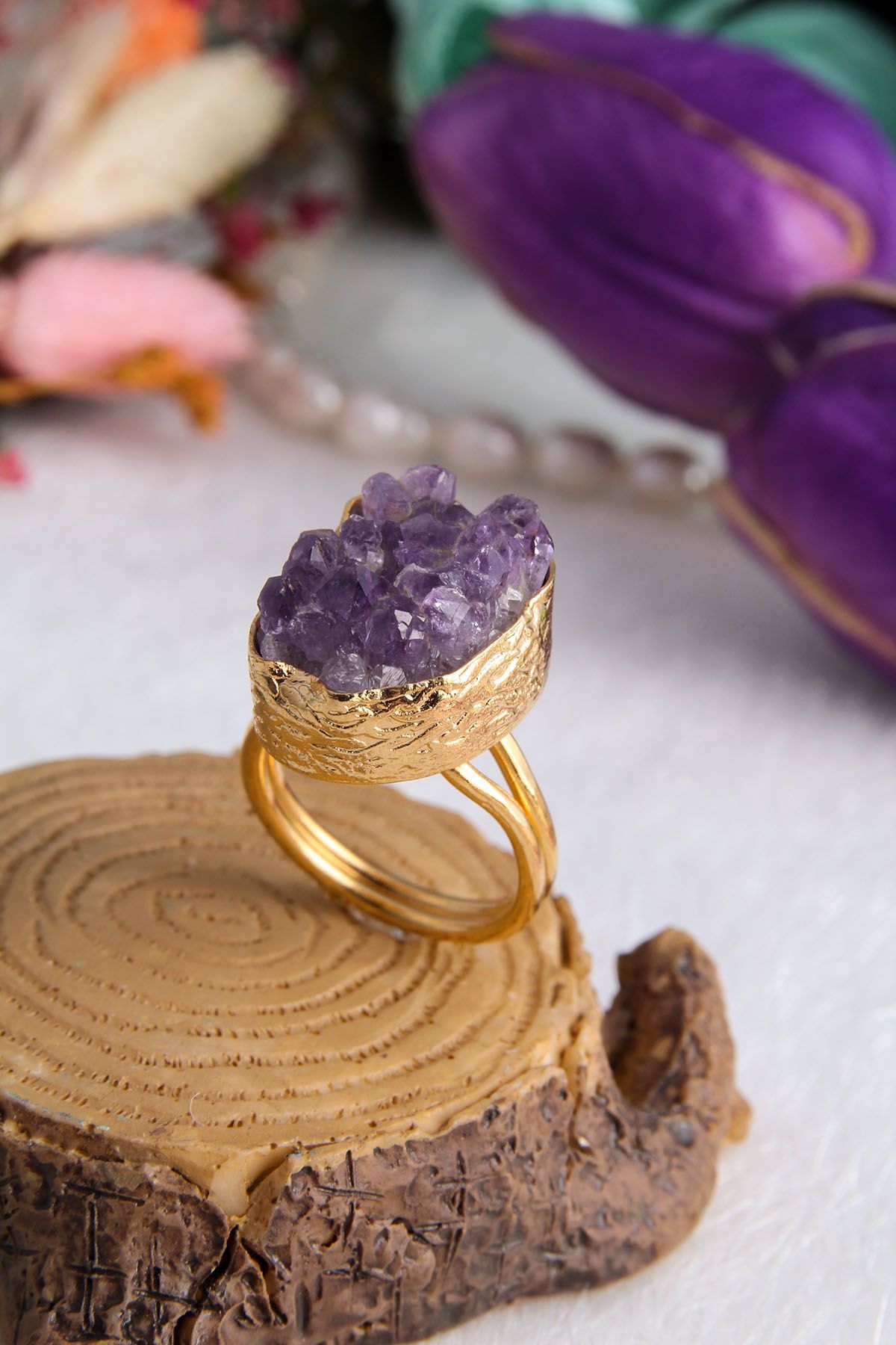 14K Gold-Plated Bronze & Amethyst