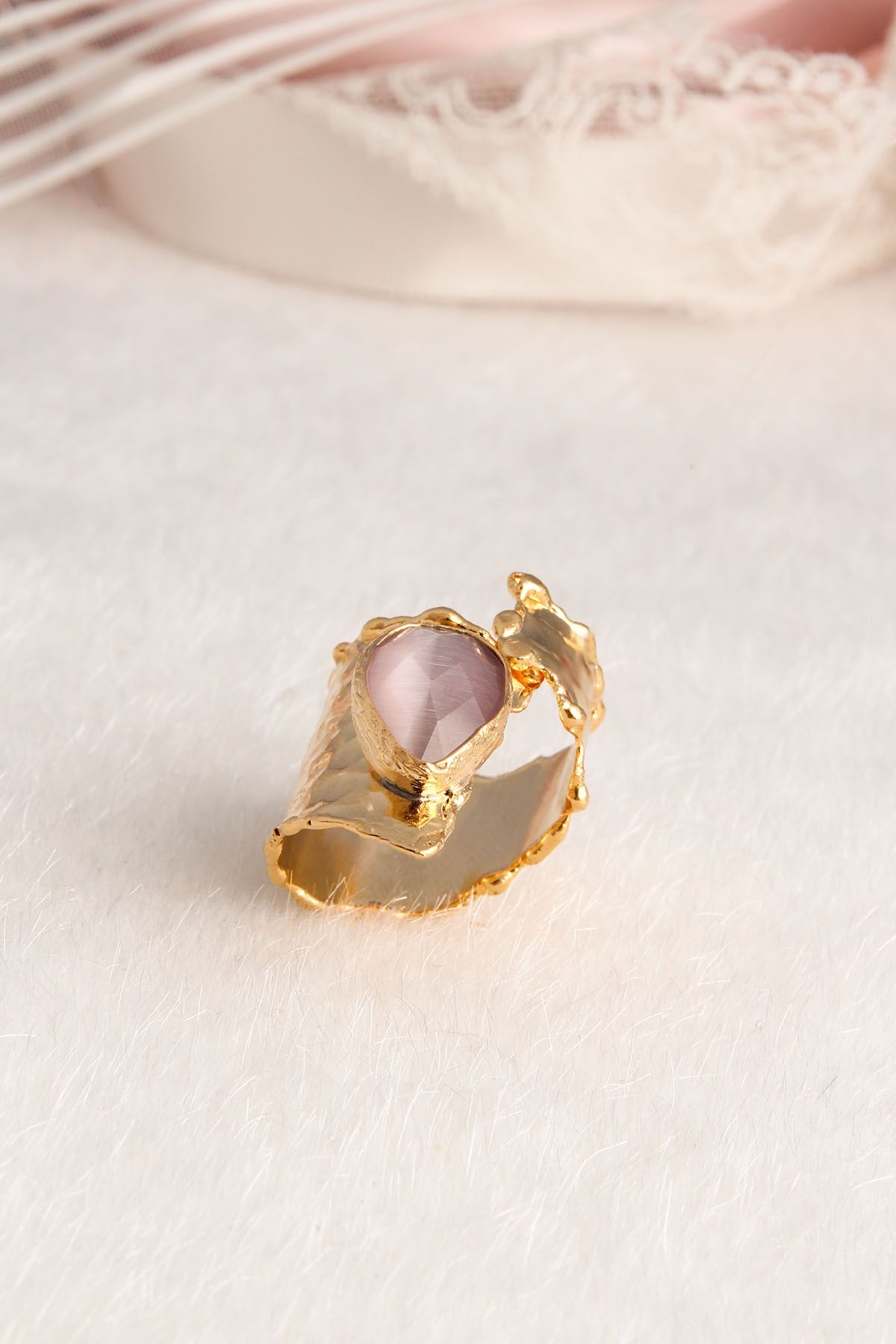 14K Gold-Plated Bronze & Cat Eyes Natural Stone