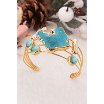 14K Gold-Plated Bronze & Pearl & Turquoise