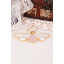 14K Gold-Plated Bronze & Pearl & Pink Quartz