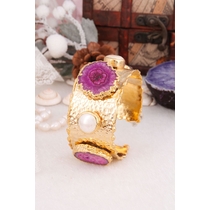 14K Gold-Plated Bronze & Pearl & Agate