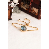 14K Gold-Plated Bronze & Labradorite Natural Stone