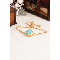 14K Gold-Plated Bronze & Turquoise Natural Stone