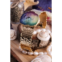 14K Gold-Plated Bronze & Agate Natural Stone