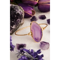 14K Gold-Plated Bronze & Agate Natural Stone
