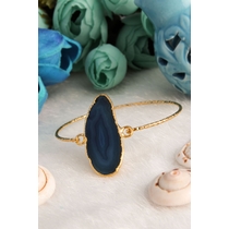 14K Gold-Plated Bronze & Agate Natural Stone