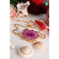 14K Gold-Plated Bronze & Agate Natural Stone