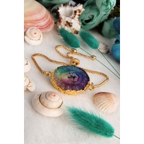 14K Gold-Plated Bronze & Agate Natural Stone