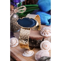 14K Gold-Plated Bronze & Agate Natural Stone