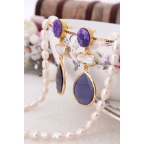 14K Gold-Plated Bronze & Pearl & Druzy