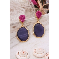 14K Gold-Plated Bronze & Druzy & Zircon