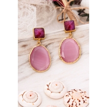 14K Gold-Plated Bronze & Agate & Zircon