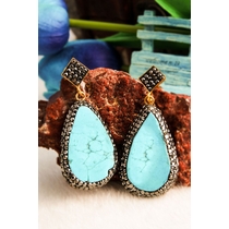 14K Gold-Plated Bronze & Turquoise & Hematite