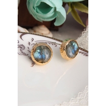 14K Gold-Plated Bronze & Labradorite Natural Stone