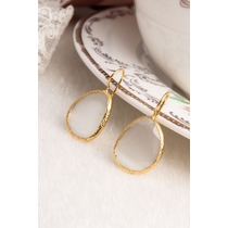 14K Gold-Plated Bronze & Zircon Natural Stone