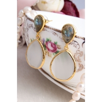 14K Gold-Plated Bronze & Labradorite Natural Stone