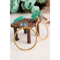 14K Gold-Plated Bronze & Malachite Natural Stone